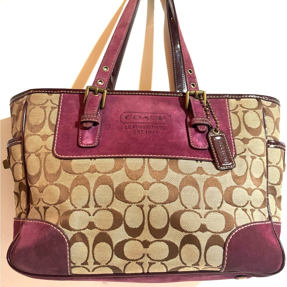Vintage Coach Signature Gallery suede tote #1443